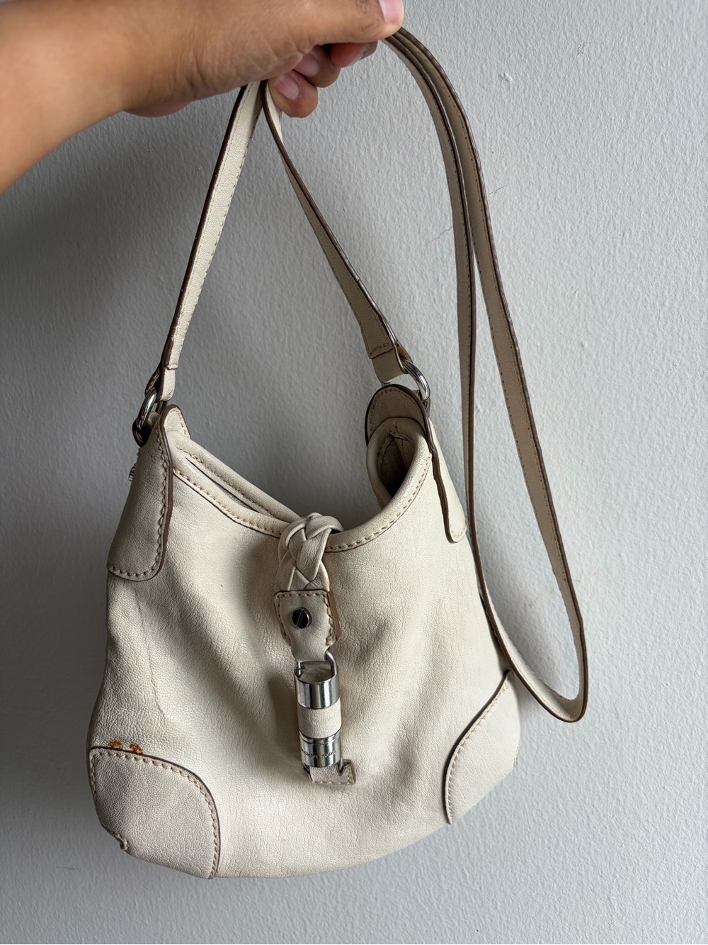MICHAEL Michael Kors Cream Shoulder Hobo with Silver Accent